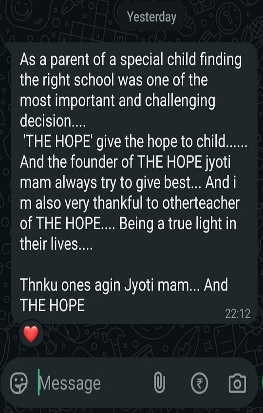 Parent Message Screenshot